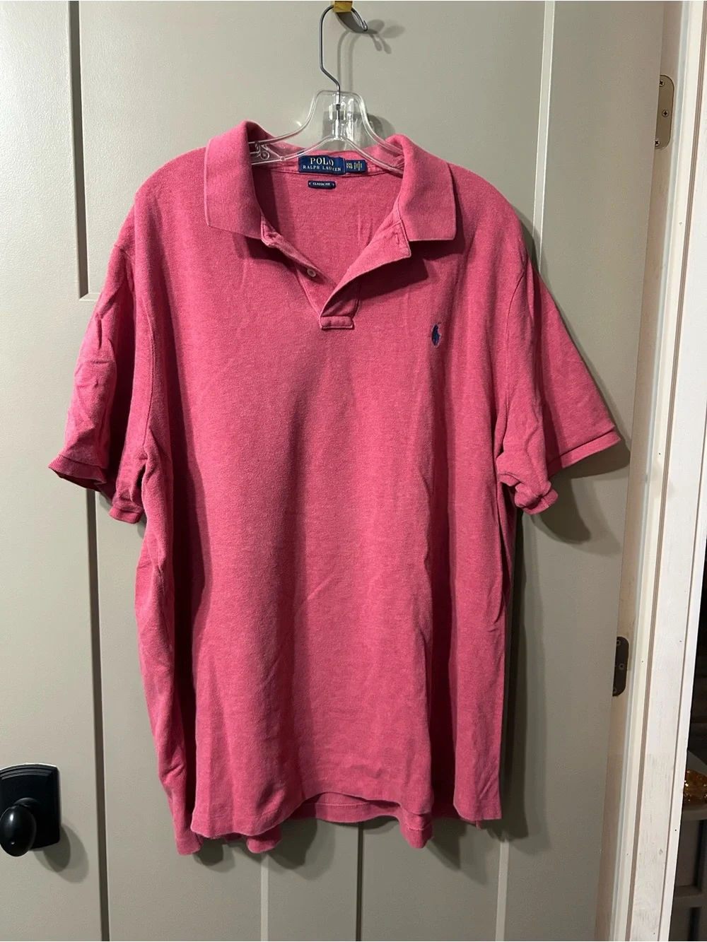 Ralph Lauren Men's Polo Shirt in Coral/red with Navy Pony